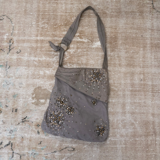 TAUPE STUDDED SLING BAG by Diesel