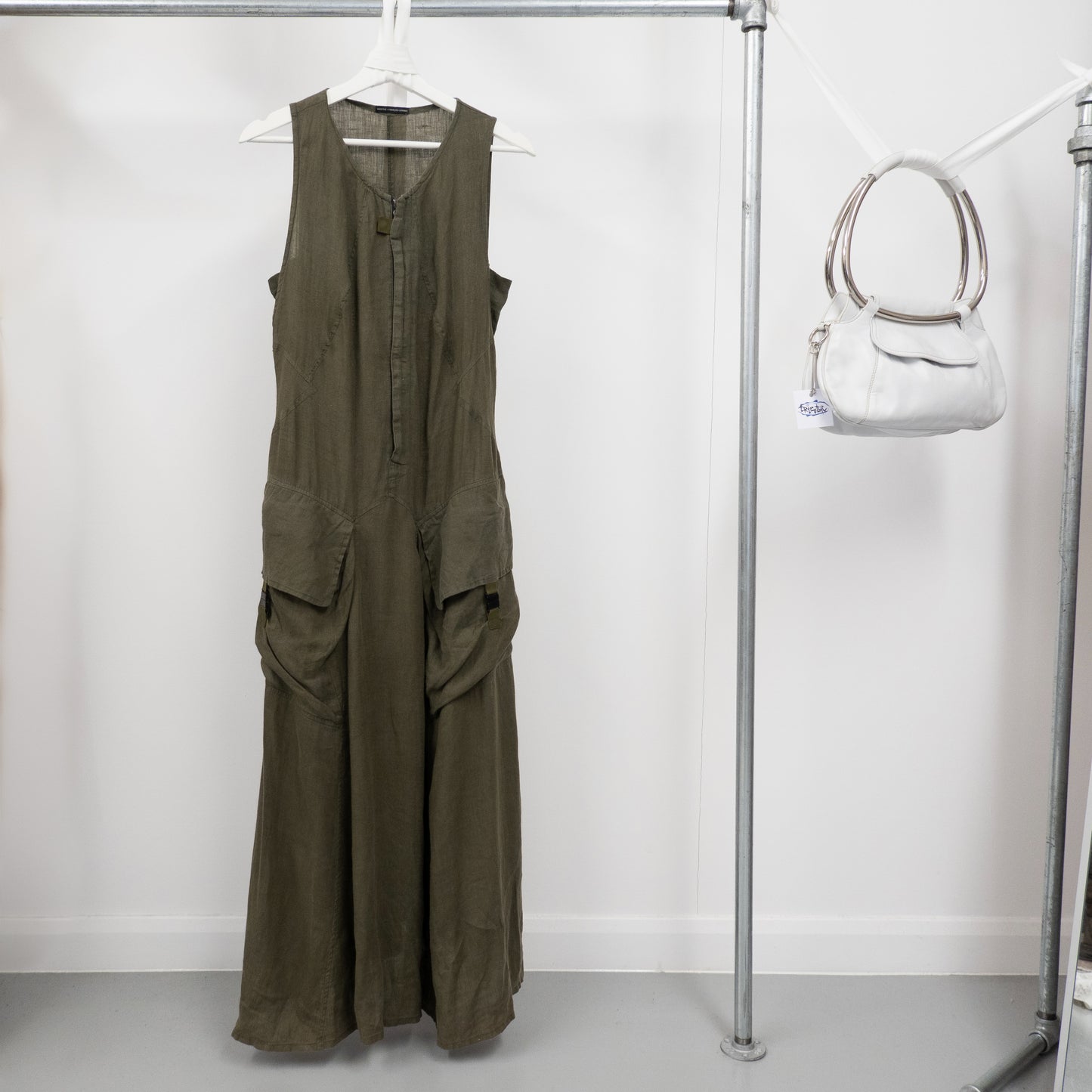 KHAKI LINEN CARGO MAXI DRESS by Marithé + François Girbaud