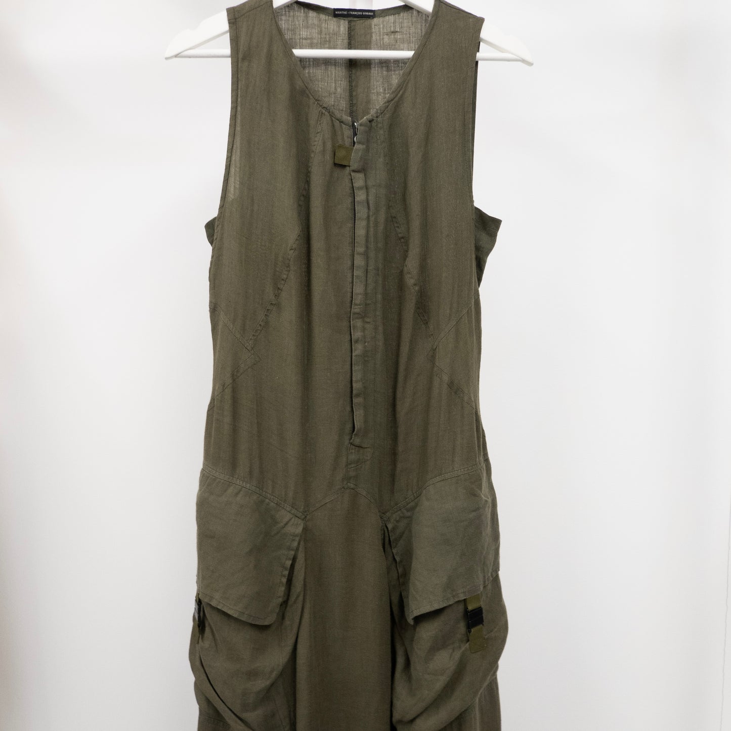 KHAKI LINEN CARGO MAXI DRESS by Marithé + François Girbaud