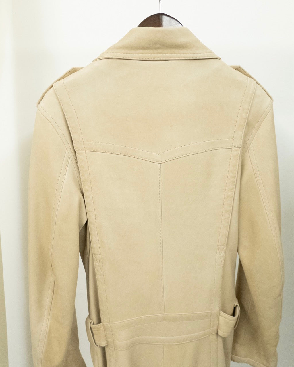 CREAM LEATHER TRENCH COAT BY PLEIN SUD