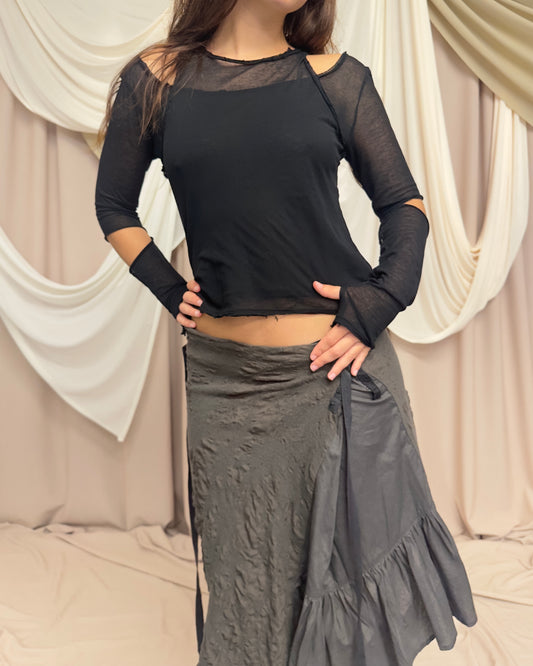 LAYERED SEMI SHEER LONG SLEEVE WITH DISTRESSED HEMS by Limi Feu