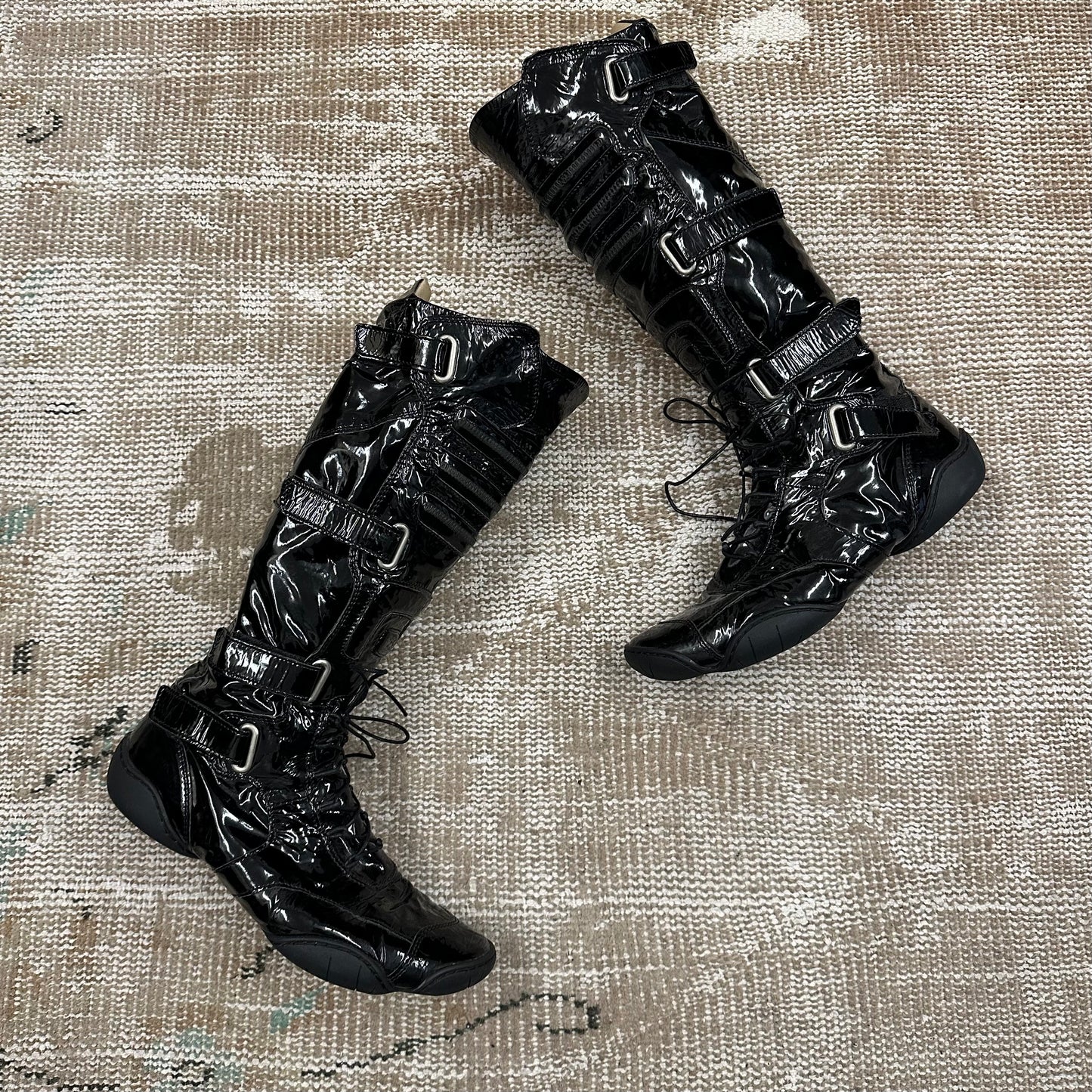 ARCHIVE FW2008 PATENT LEATHER SPLIT SOLE BOXING BOOTS by Marithé + François Girbaud