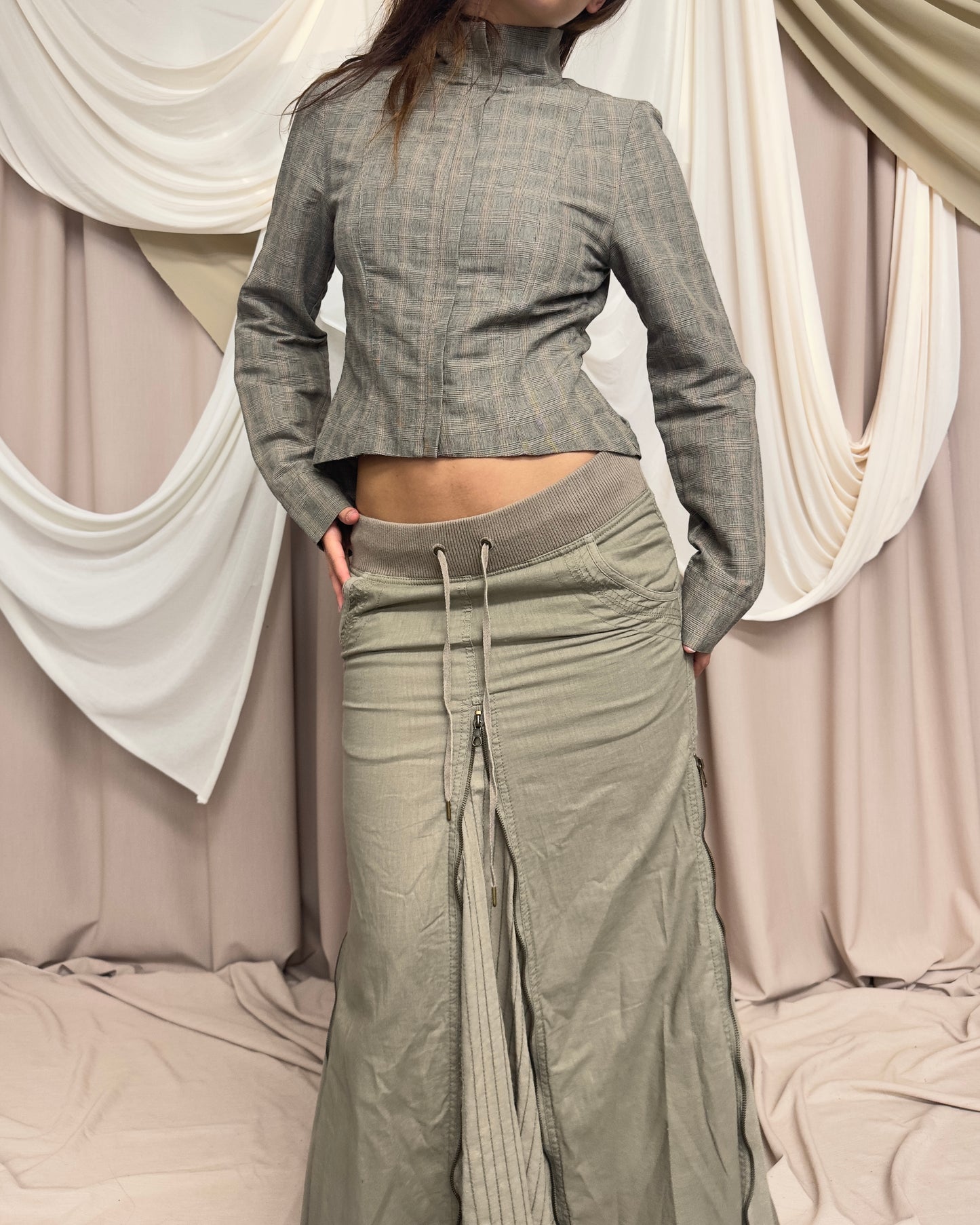 KHAKI CARGO MAXI SKIRT by G.O.A