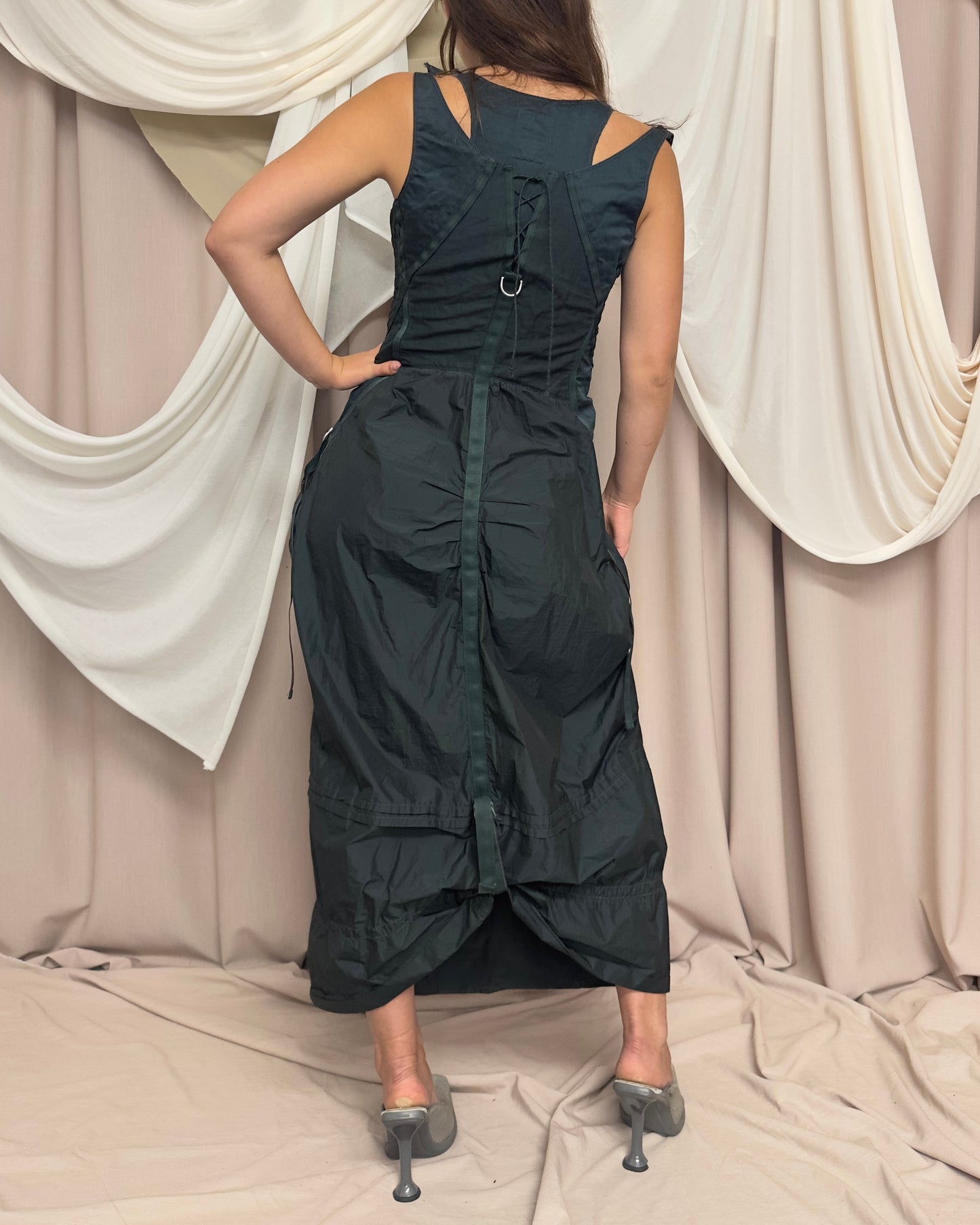 PARACHUTE STYLE MAXI DRESS WITH UTILITARIAN DETAIL by Marithé + François Girbaud