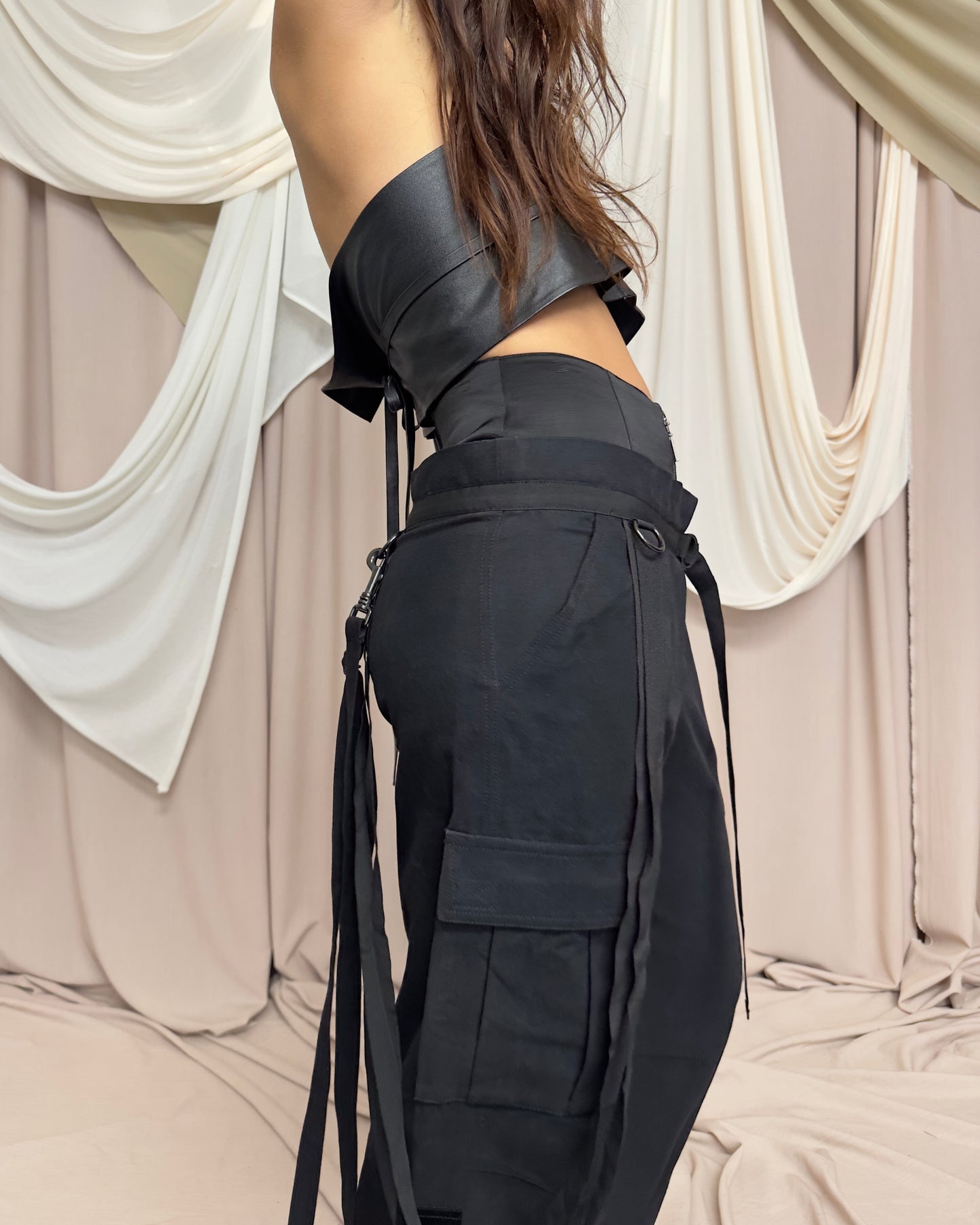 STRAIGHT LEG CARGO TROUSERS WITH UTILITY STRAPS by Plein Sud