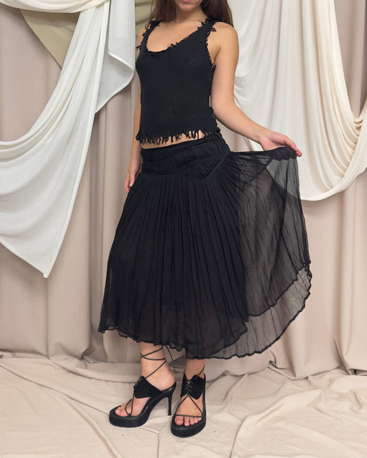 SEMI-SHEER MIDI SKIRT IN 100% SILK by Roberto Cavalli