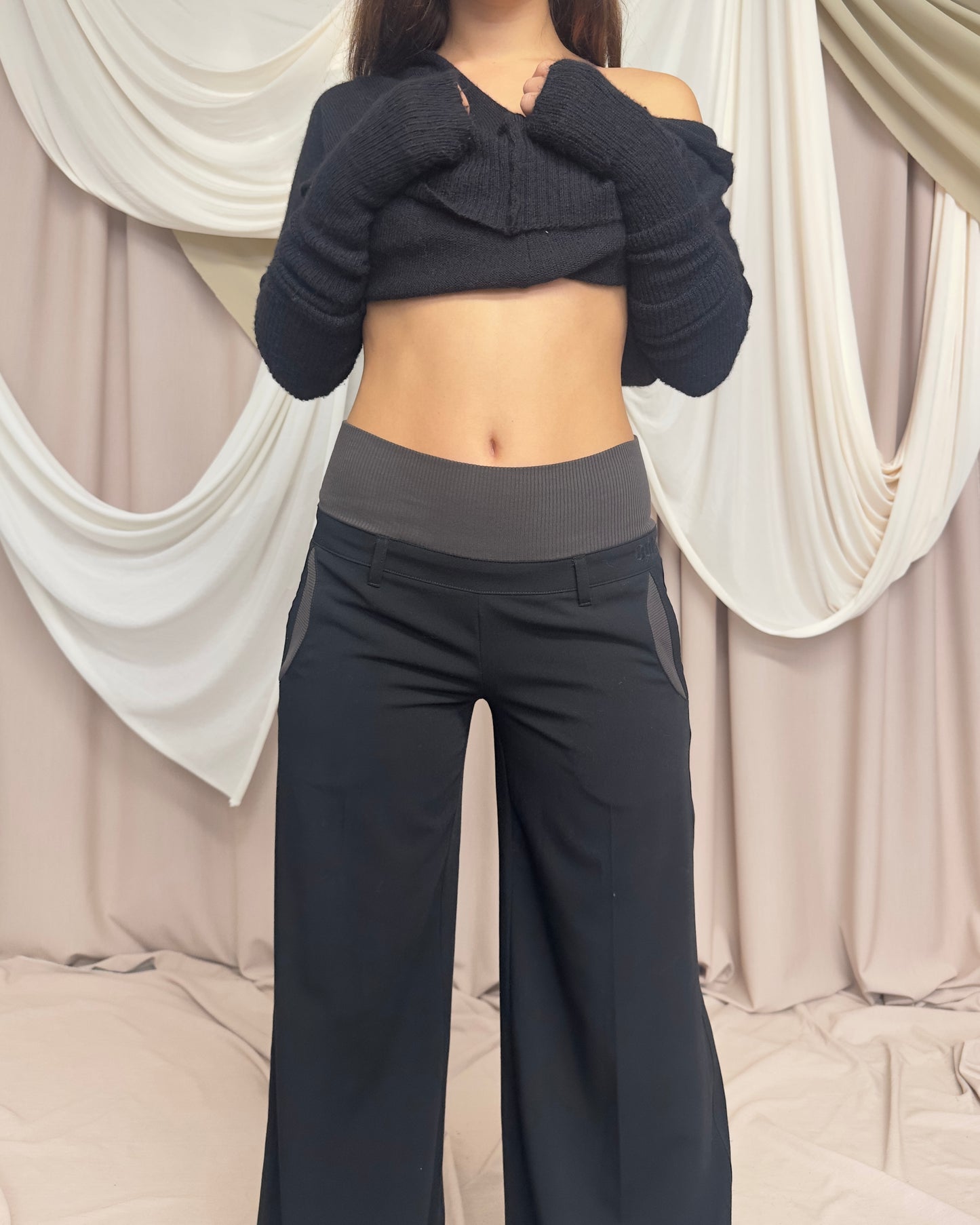 WIDE LEG TROUSERS WITH RIBBED WAISTBAND by Cop Copine