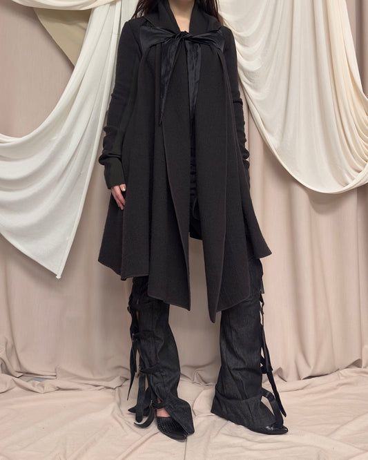 WOOL COAT WITH EXAGGERATED COLLAR BY RICK OWENS