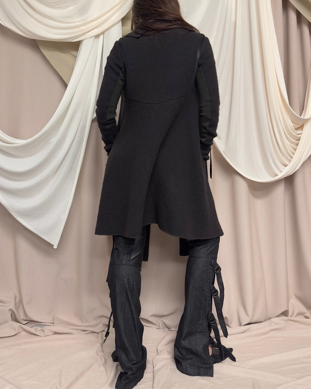 WOOL COAT WITH EXAGGERATED COLLAR BY RICK OWENS