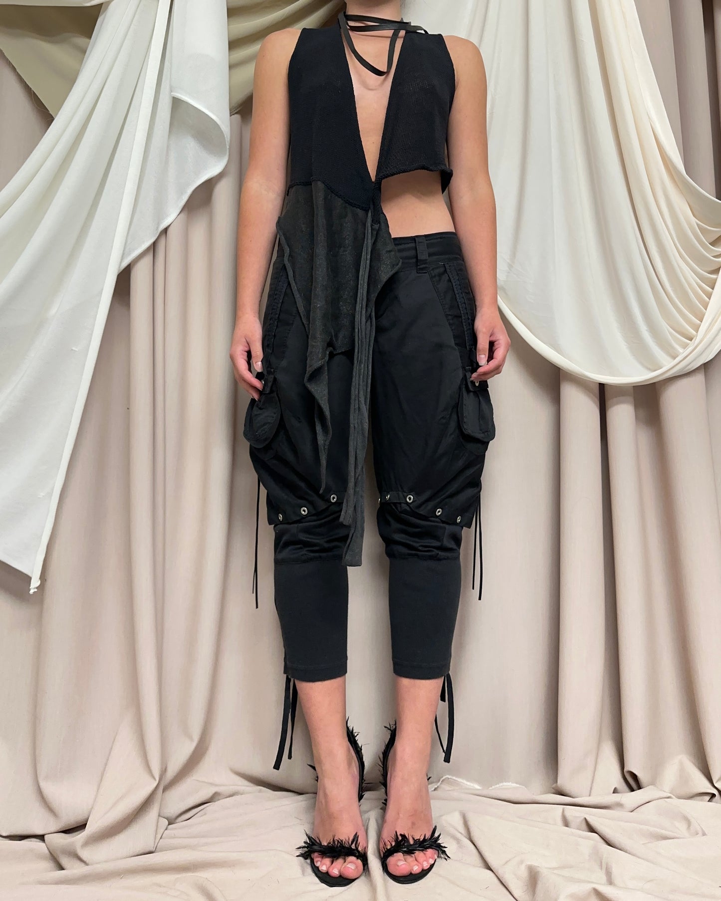 MODULAR SEMI SHEER KNIT WRAP TOP by Sarah Pacini