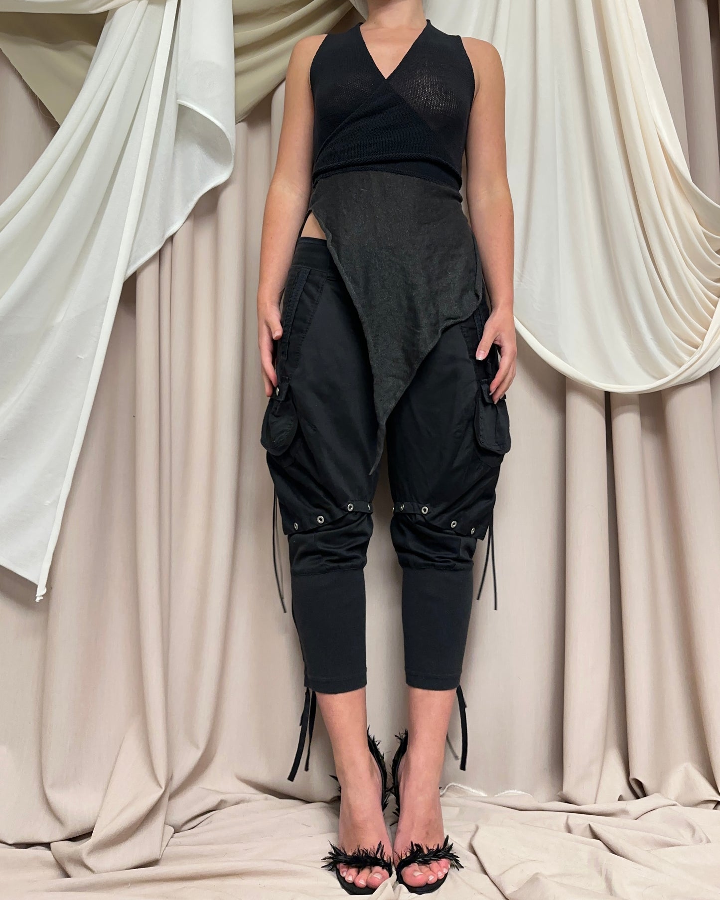 MODULAR SEMI SHEER KNIT WRAP TOP by Sarah Pacini