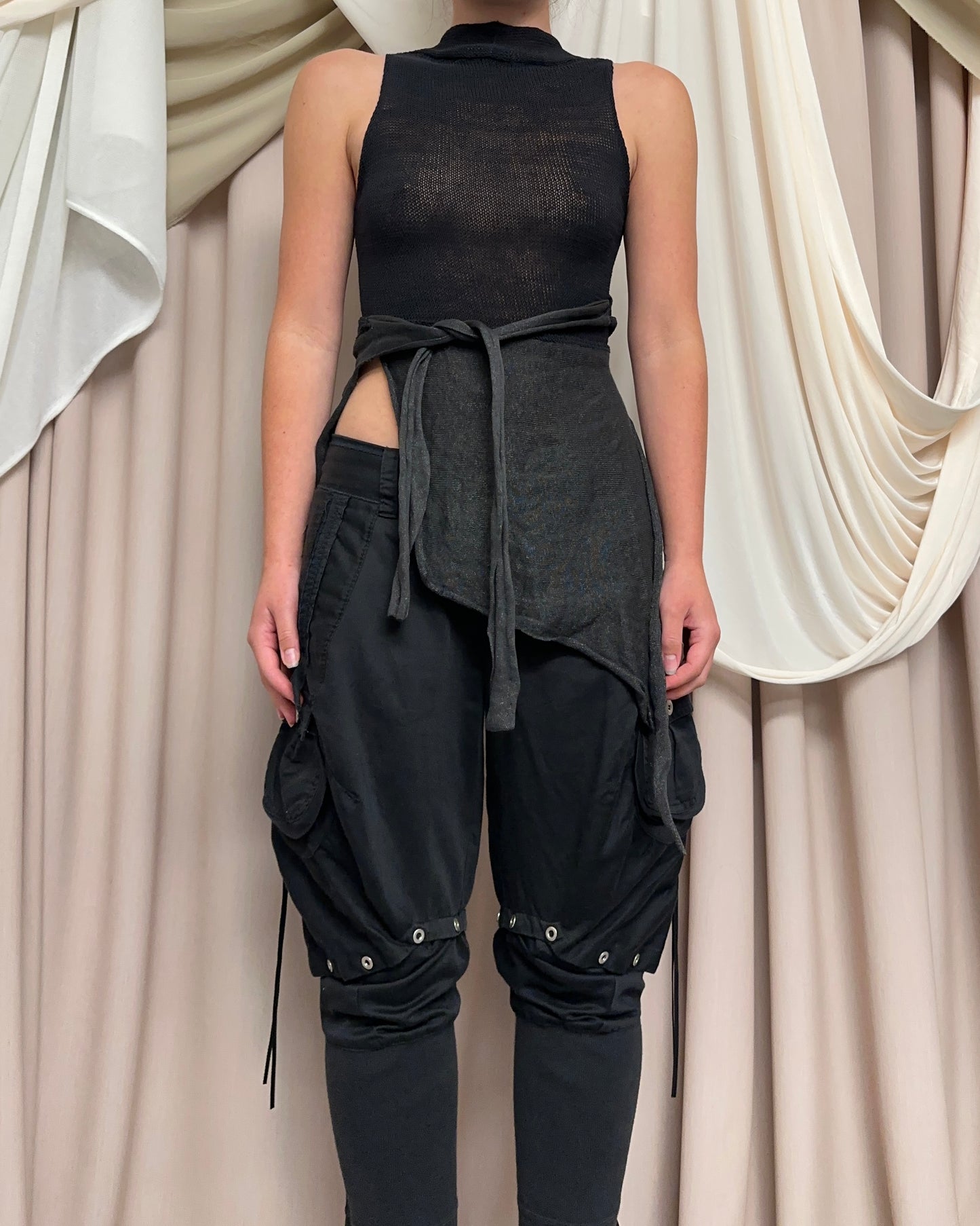 MODULAR SEMI SHEER KNIT WRAP TOP by Sarah Pacini