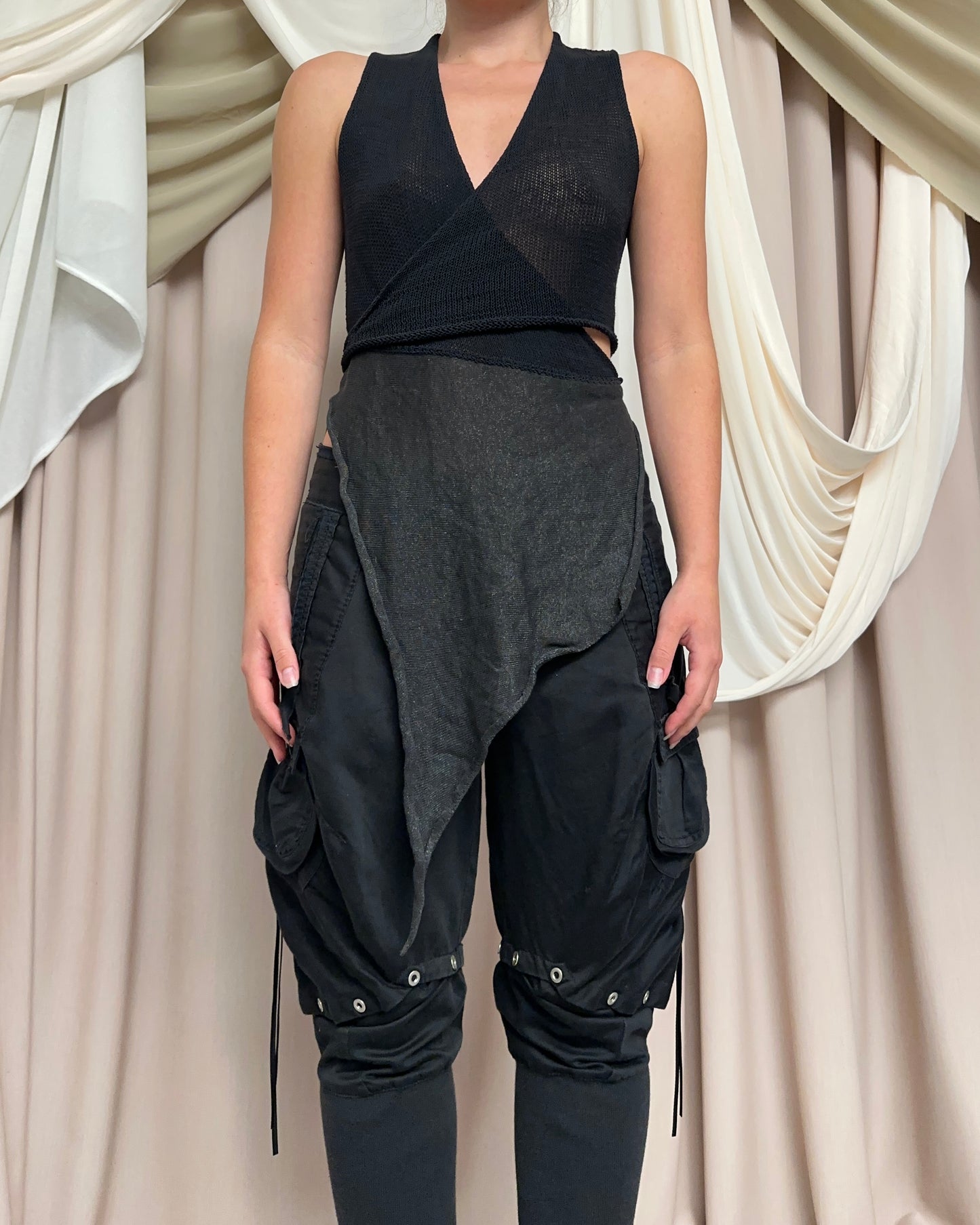 MODULAR SEMI SHEER KNIT WRAP TOP by Sarah Pacini