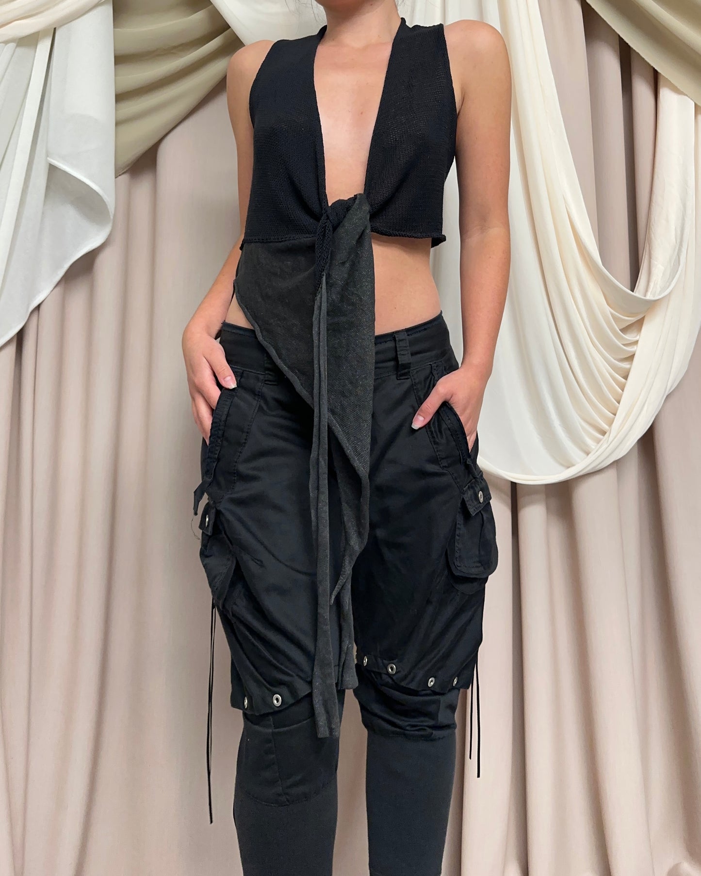 MODULAR SEMI SHEER KNIT WRAP TOP by Sarah Pacini
