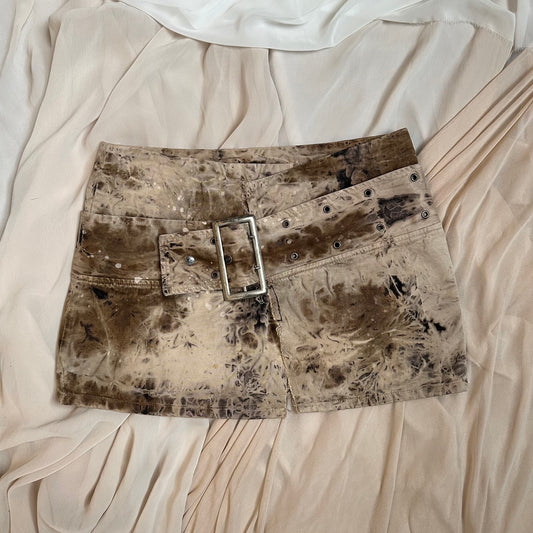 DISTRESSED MINI SKIRT WITH ASYMMETRIC SKIRT by diesel.