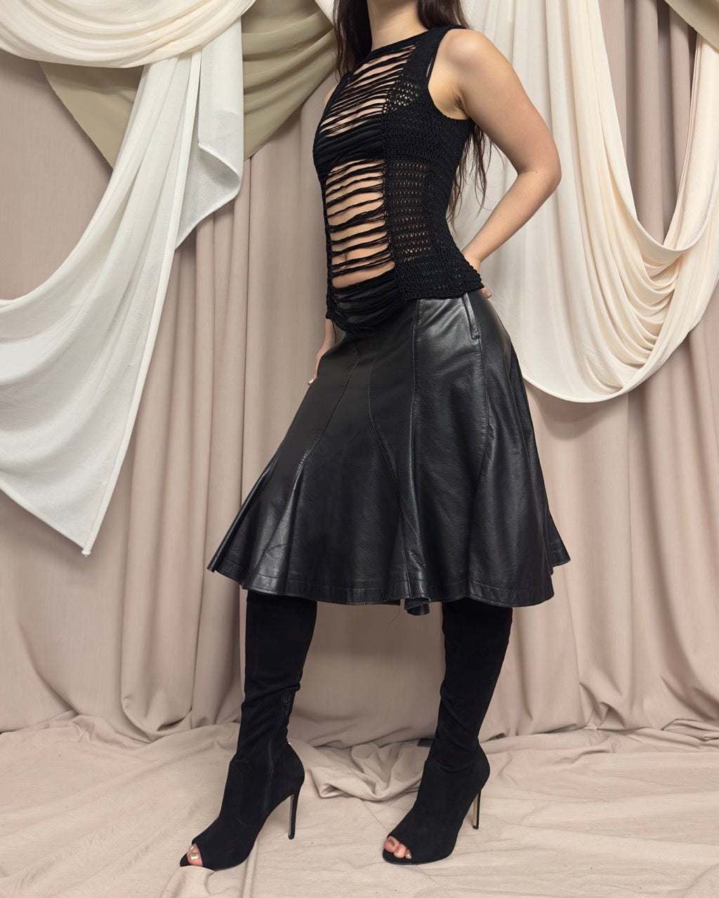 PANELLED LEATHER SKIRT BY JUNYA WATANABE