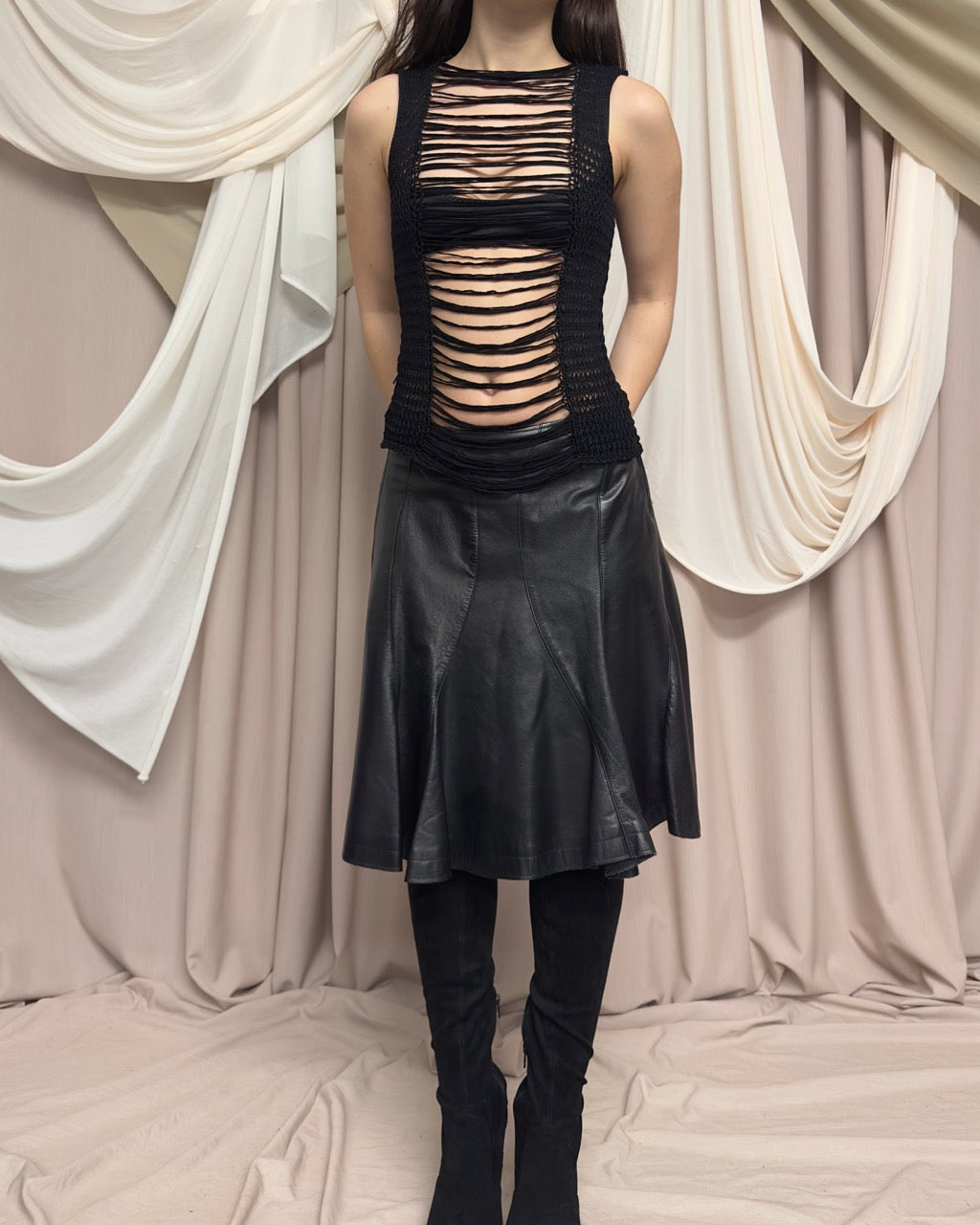 PANELLED LEATHER SKIRT BY JUNYA WATANABE