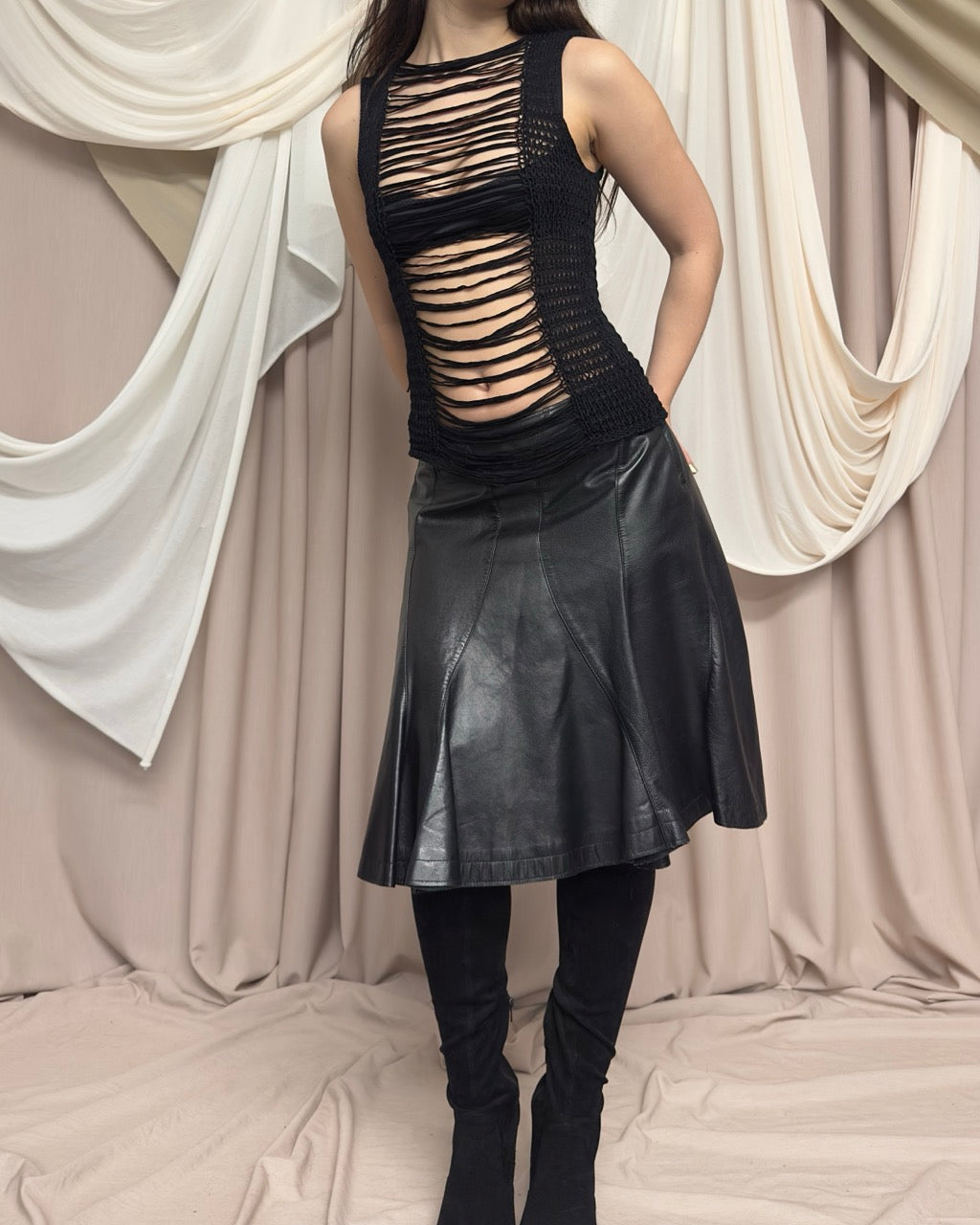 PANELLED LEATHER SKIRT BY JUNYA WATANABE