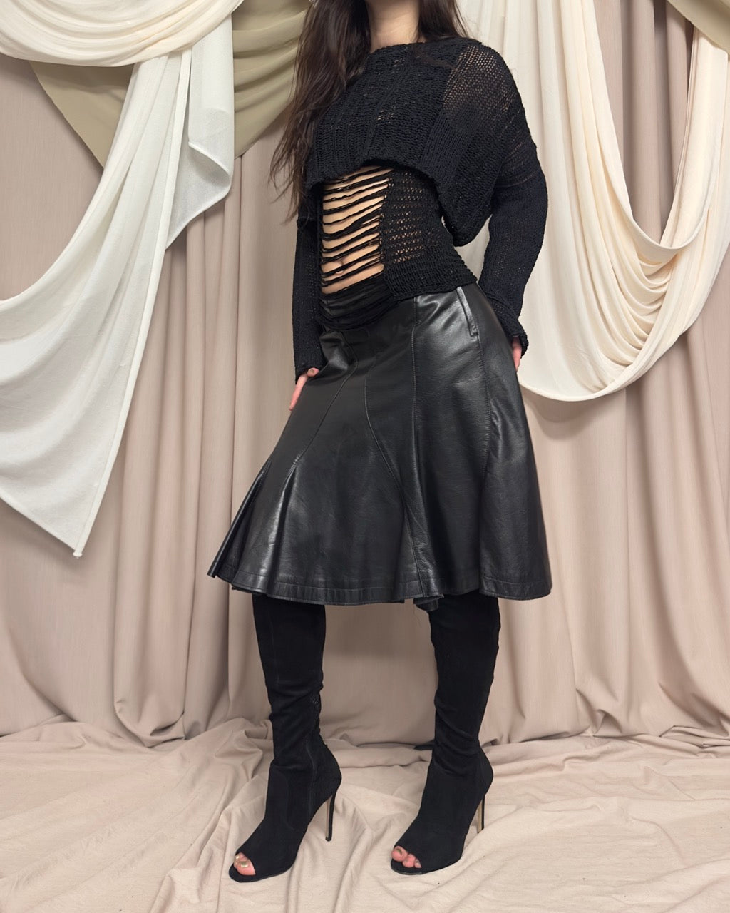 PANELLED LEATHER SKIRT BY JUNYA WATANABE