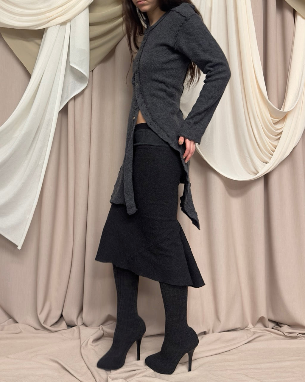 GREY TWISTED WOOL JUMPER BY JUNYA WATANABE