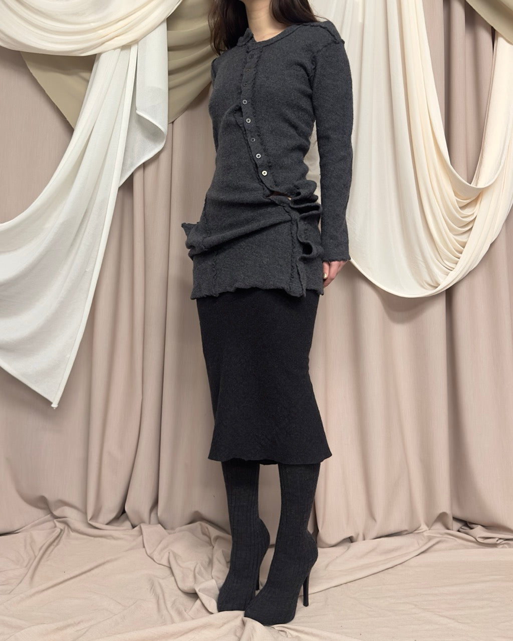 GREY TWISTED WOOL JUMPER BY JUNYA WATANABE