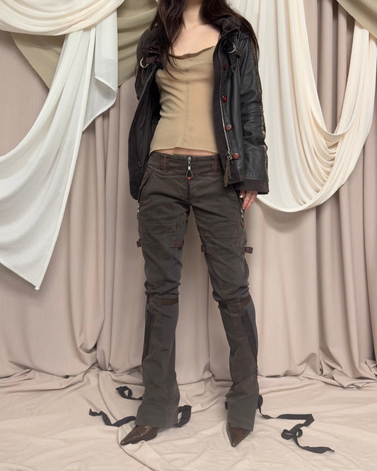 BROWN SLIM FIT TECHNICAL TROUSERS BY MARITHÉ + FRANÇOIS GIRBAUD