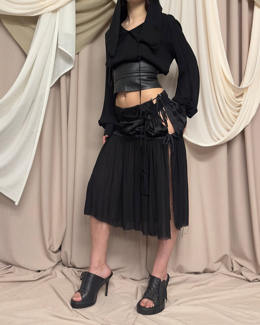 DISTRESSED SILK WRAP SKIRT BY ANN DEMEULEMEESTER