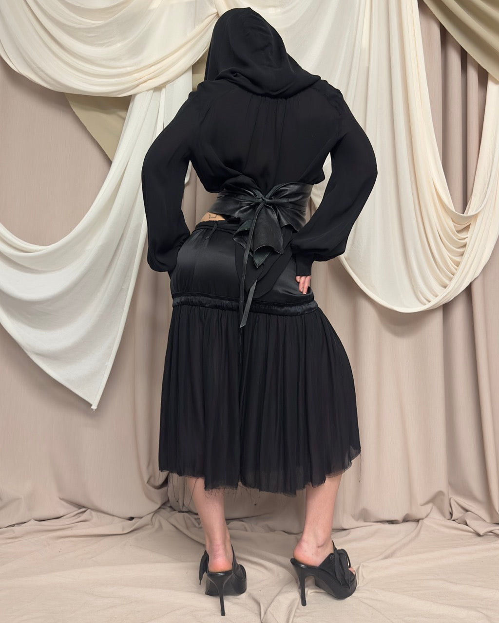 DISTRESSED SILK WRAP SKIRT BY ANN DEMEULEMEESTER