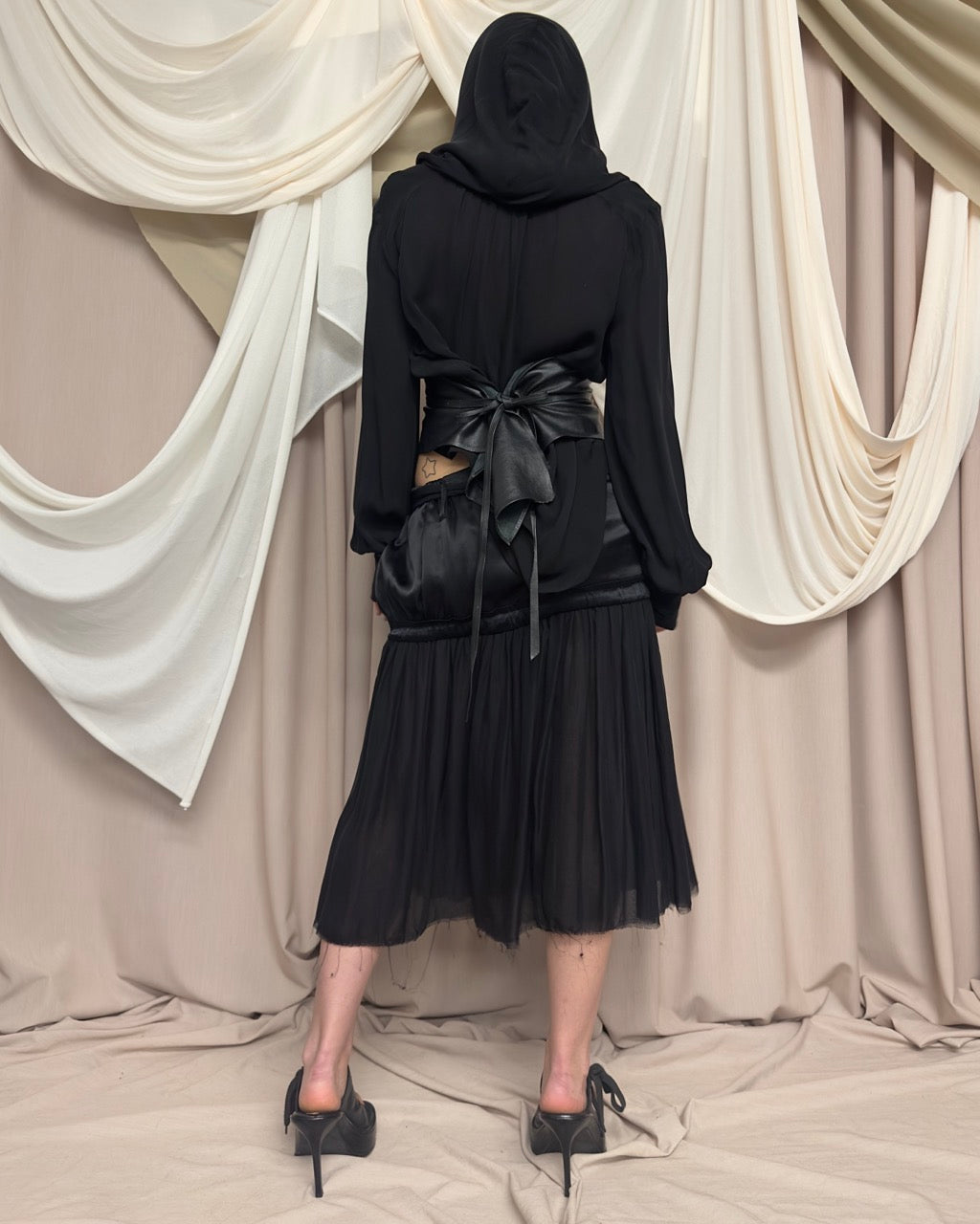 DISTRESSED SILK WRAP SKIRT BY ANN DEMEULEMEESTER