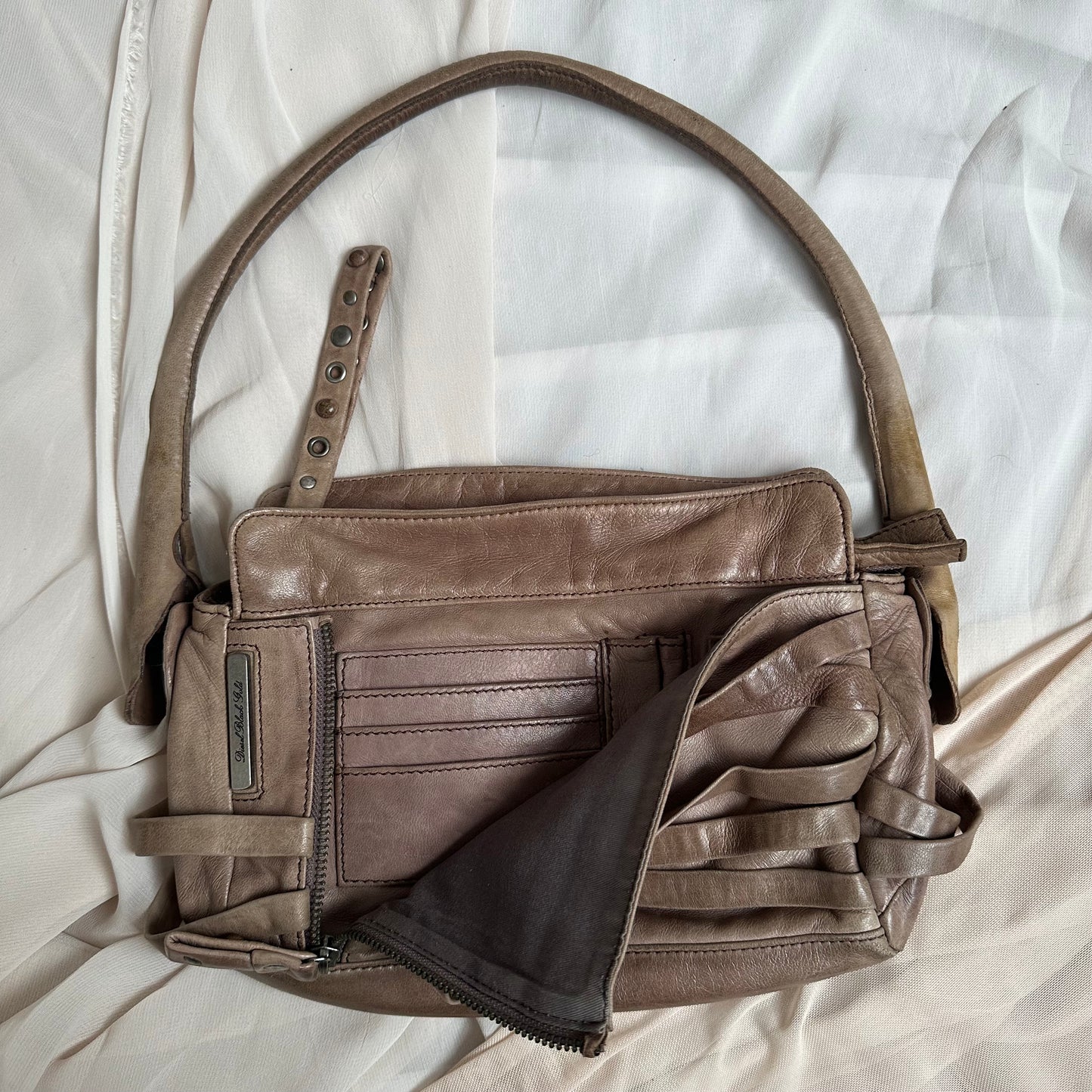 MODULAR LEATHER SHOULDER BAG IN PALE TAUPE by Diesel