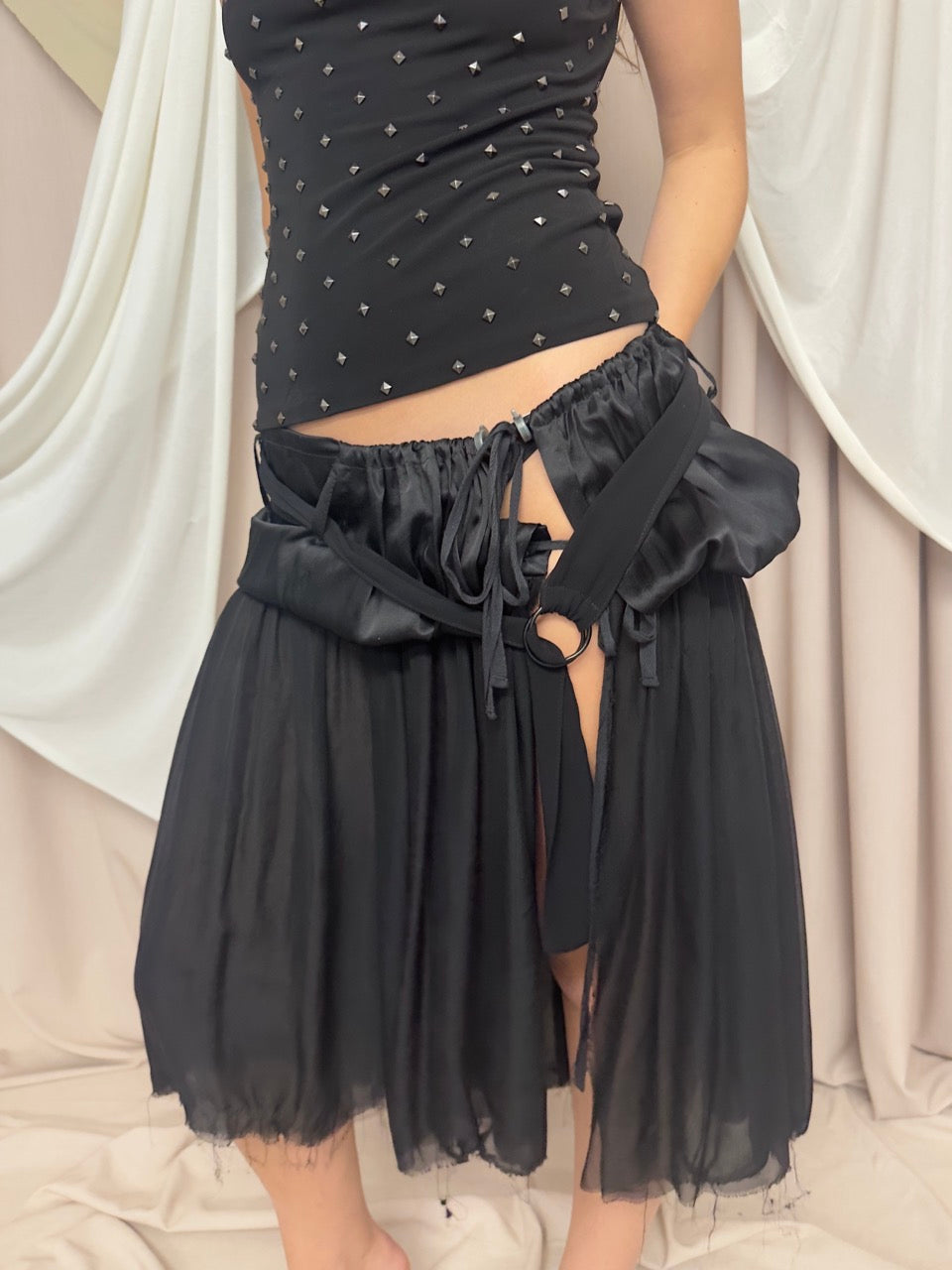 DISTRESSED SILK WRAP SKIRT BY ANN DEMEULEMEESTER