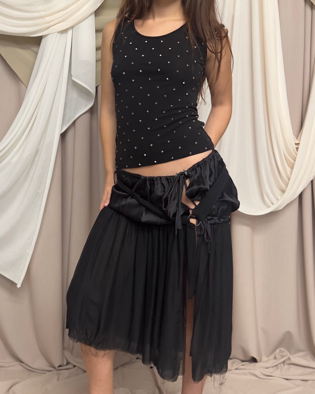 DISTRESSED SILK WRAP SKIRT BY ANN DEMEULEMEESTER