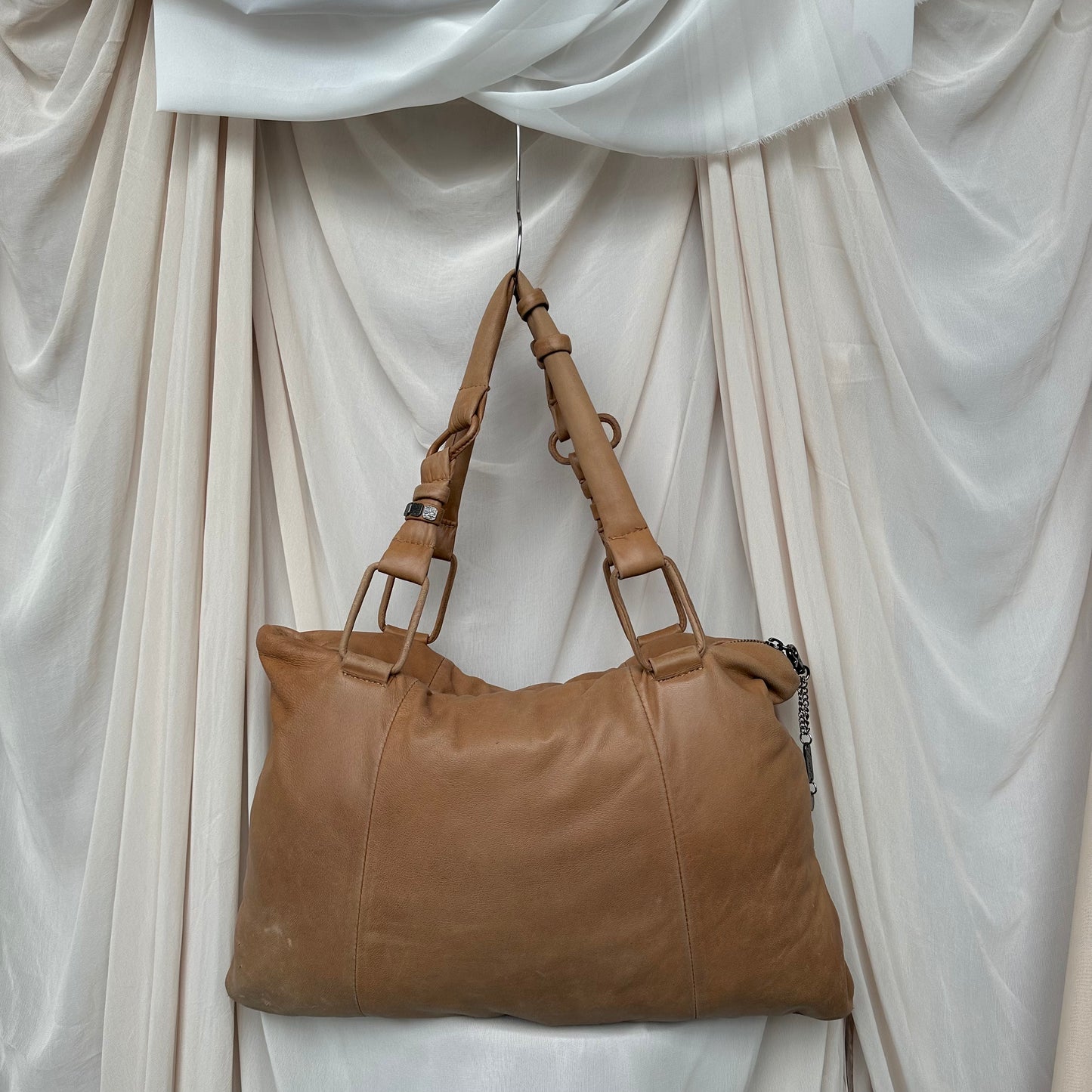 LEATHER PADDED PILLOW BAG IN TAN by Diesel