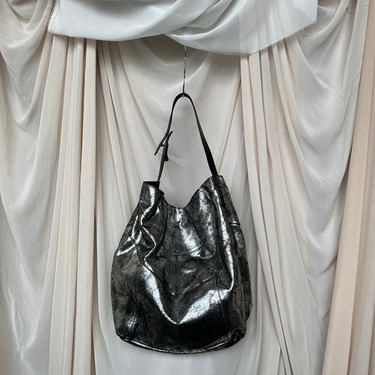 DISTRESSED SILVER HOBO SLOUCH SHOULDER BAG by Diesel