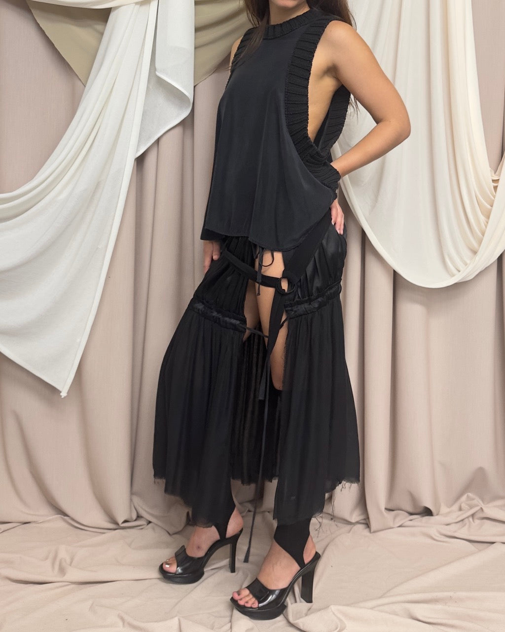 DISTRESSED SILK WRAP SKIRT BY ANN DEMEULEMEESTER