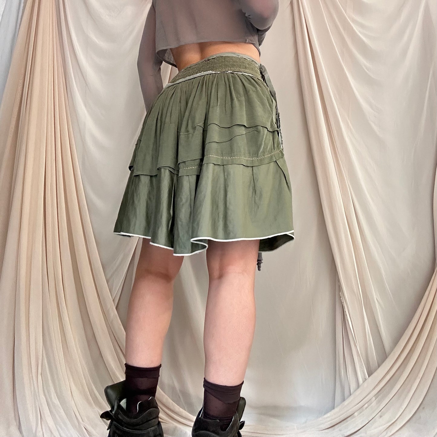 TIERED RUFFLE MIDI SKIRT by Marithé + François Girbaud