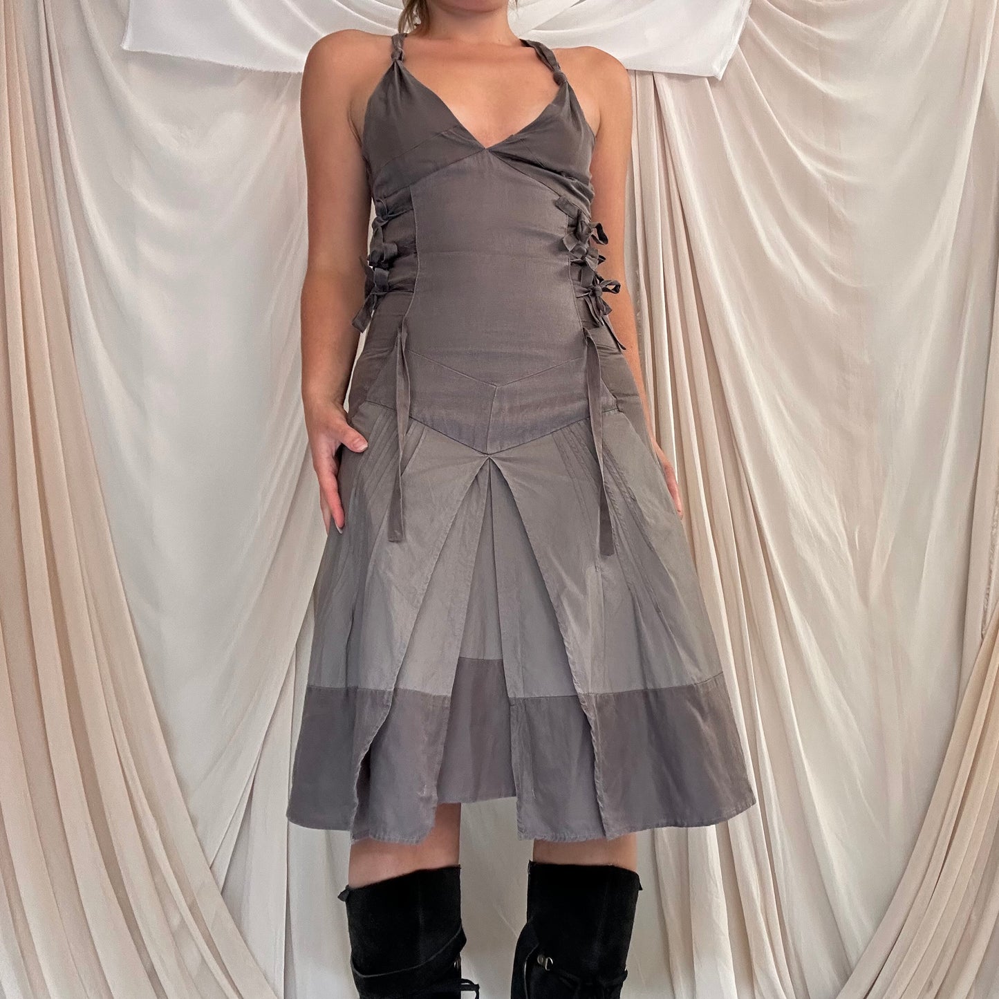 SILK DECONSTRUCTED RIBBON DRESS