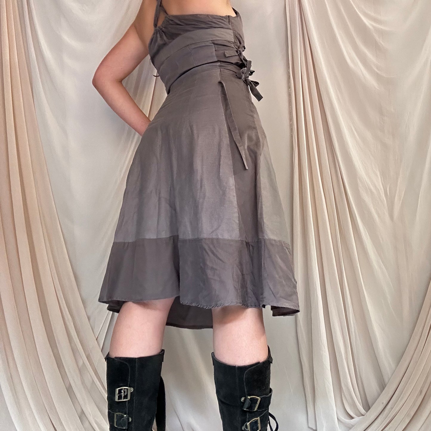 SILK DECONSTRUCTED RIBBON DRESS