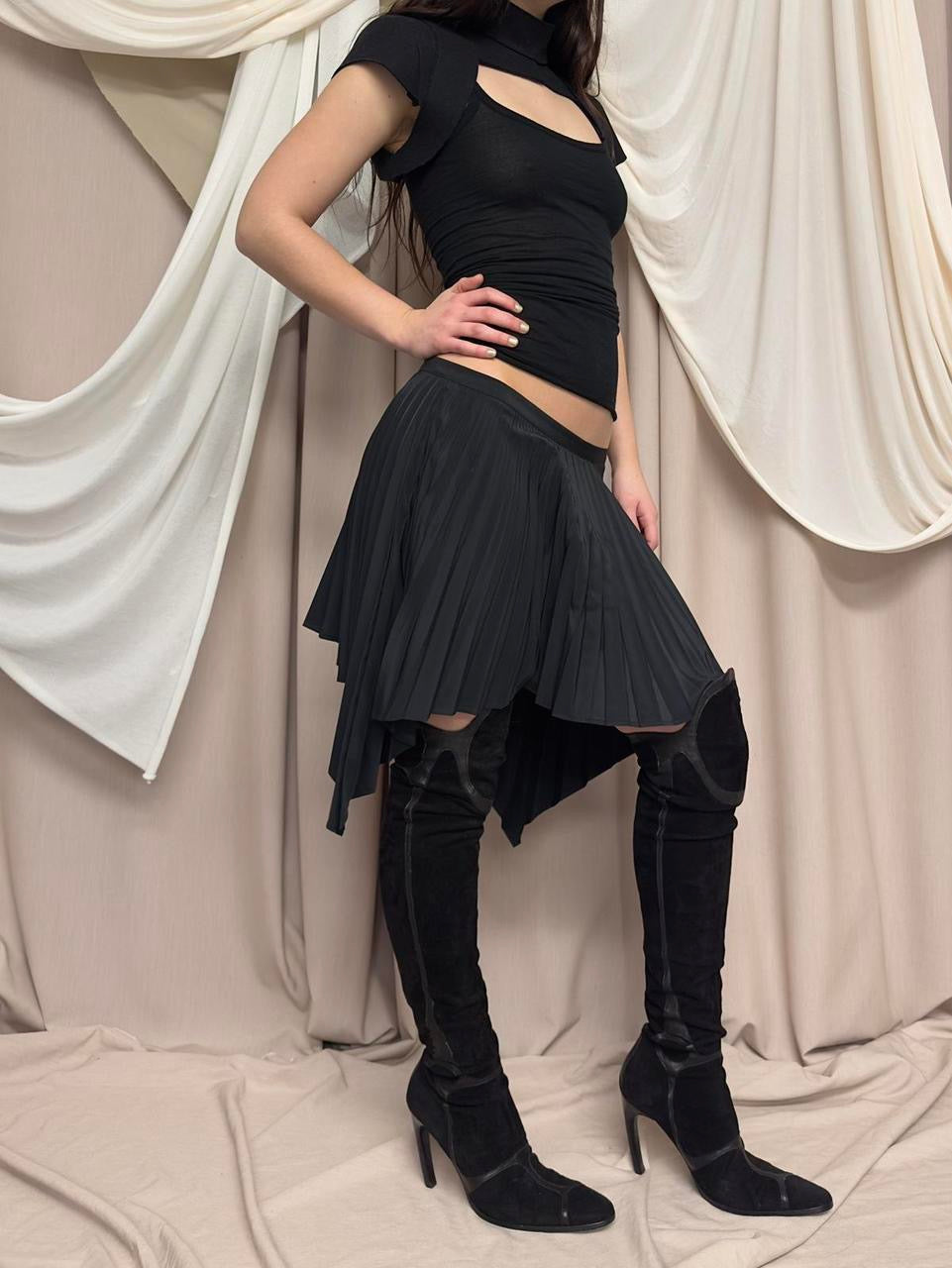 PLEATED ASYMMETRIC SKIRT BY DIRK BIKKEMBERGS