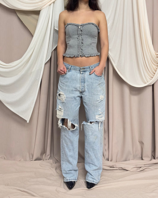 GREY JERSEY BUSTIER by Moschino