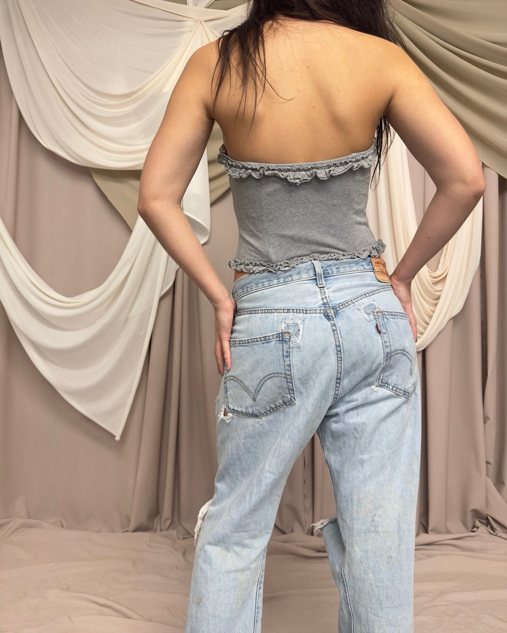 GREY JERSEY BUSTIER by Moschino