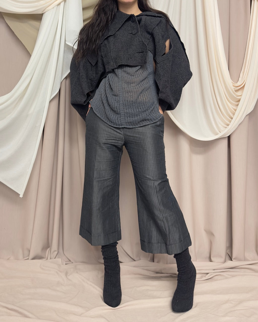 BOILED WOOL MODULAR CAPE JACKET by Iconoclast