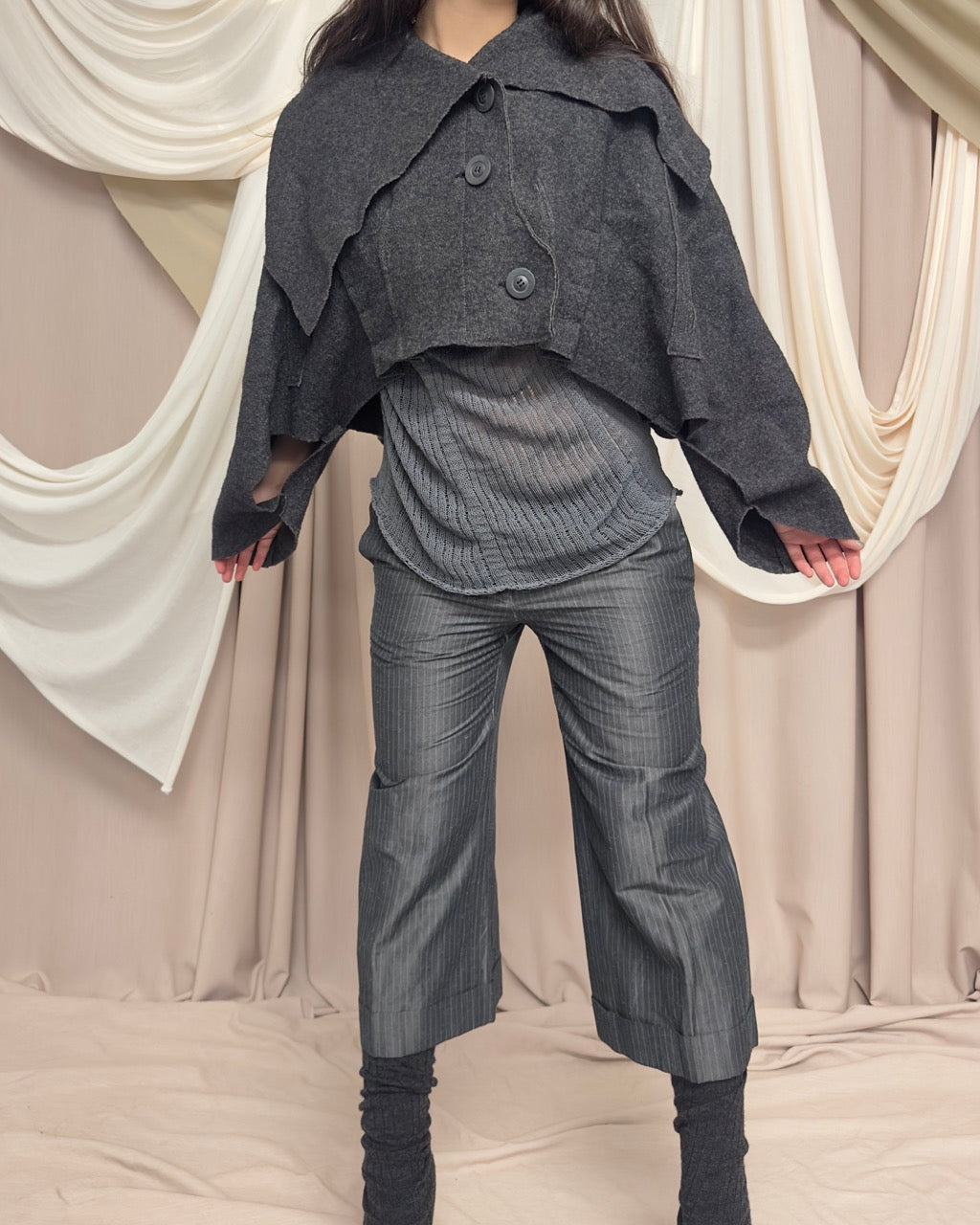 BOILED WOOL MODULAR CAPE JACKET by Iconoclast