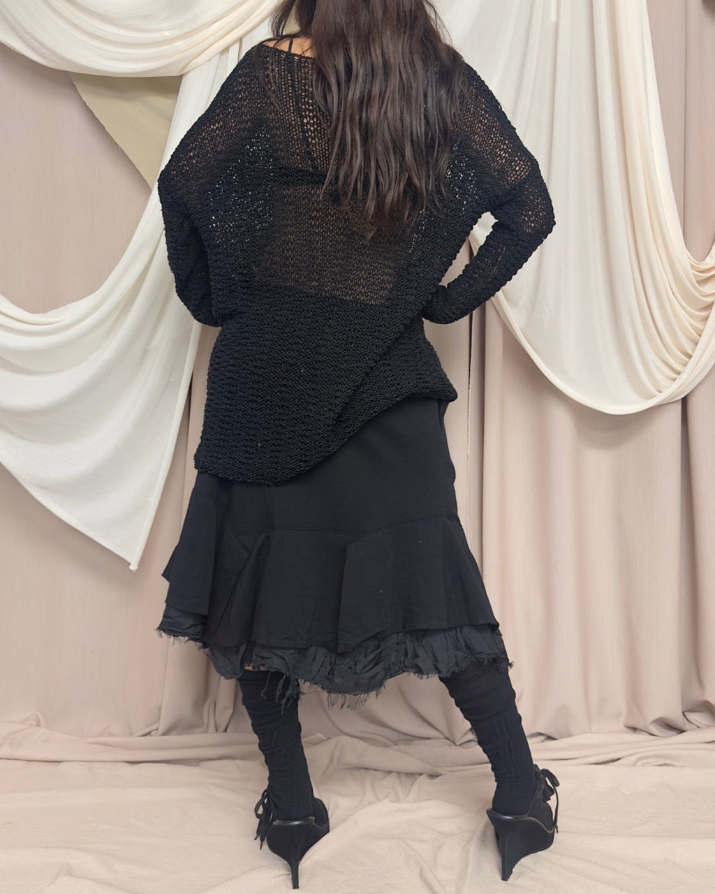 DISTRESSED OPEN KNIT JUMPER by Sarah Pacini