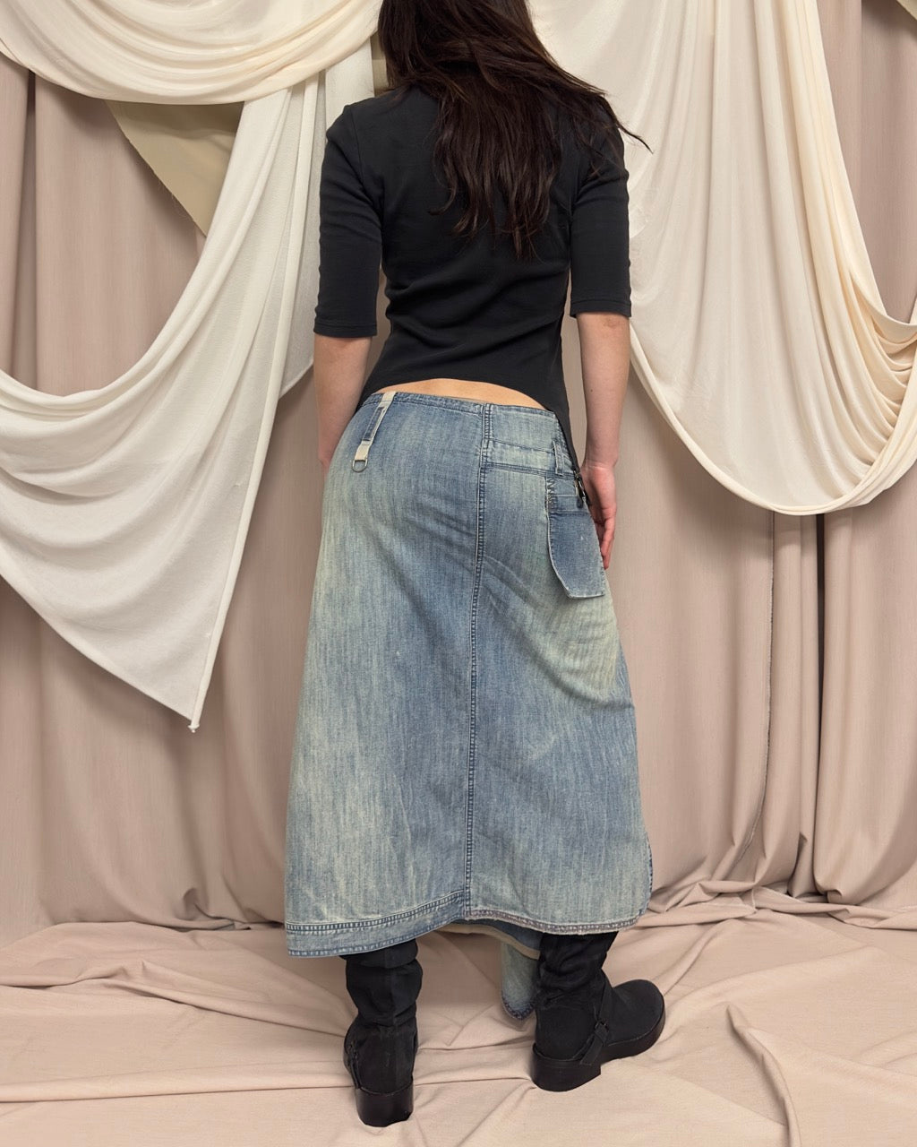 DECONSTRUCTED DENIM MAXI SKIRT by Marithé + François Girbaud