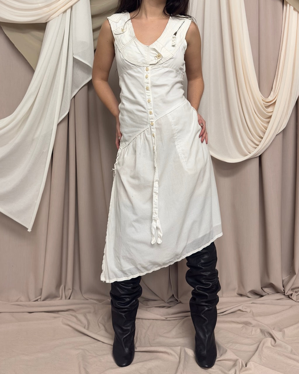 WHITE CARGO DRESS by Marithé + François Girbaud