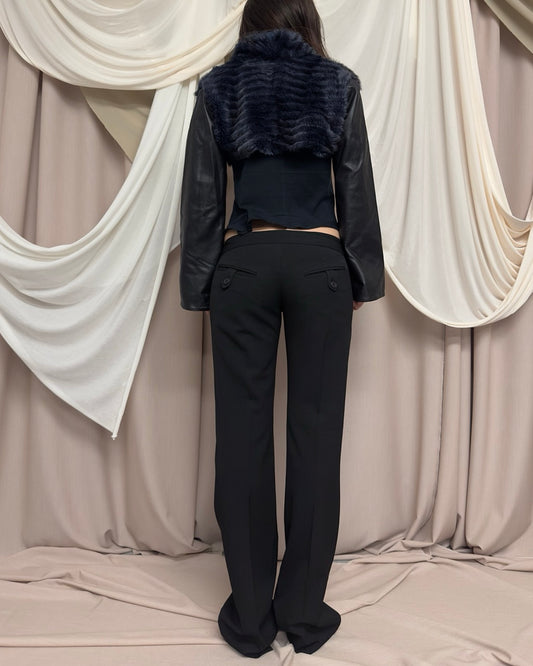 BLACK LEATHER SHRUG by Fatima Lopes