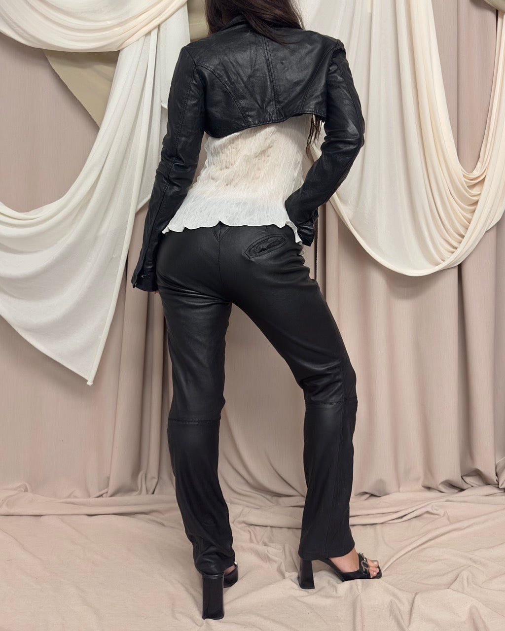 BLACK LEATHER SAILOR PANTS
