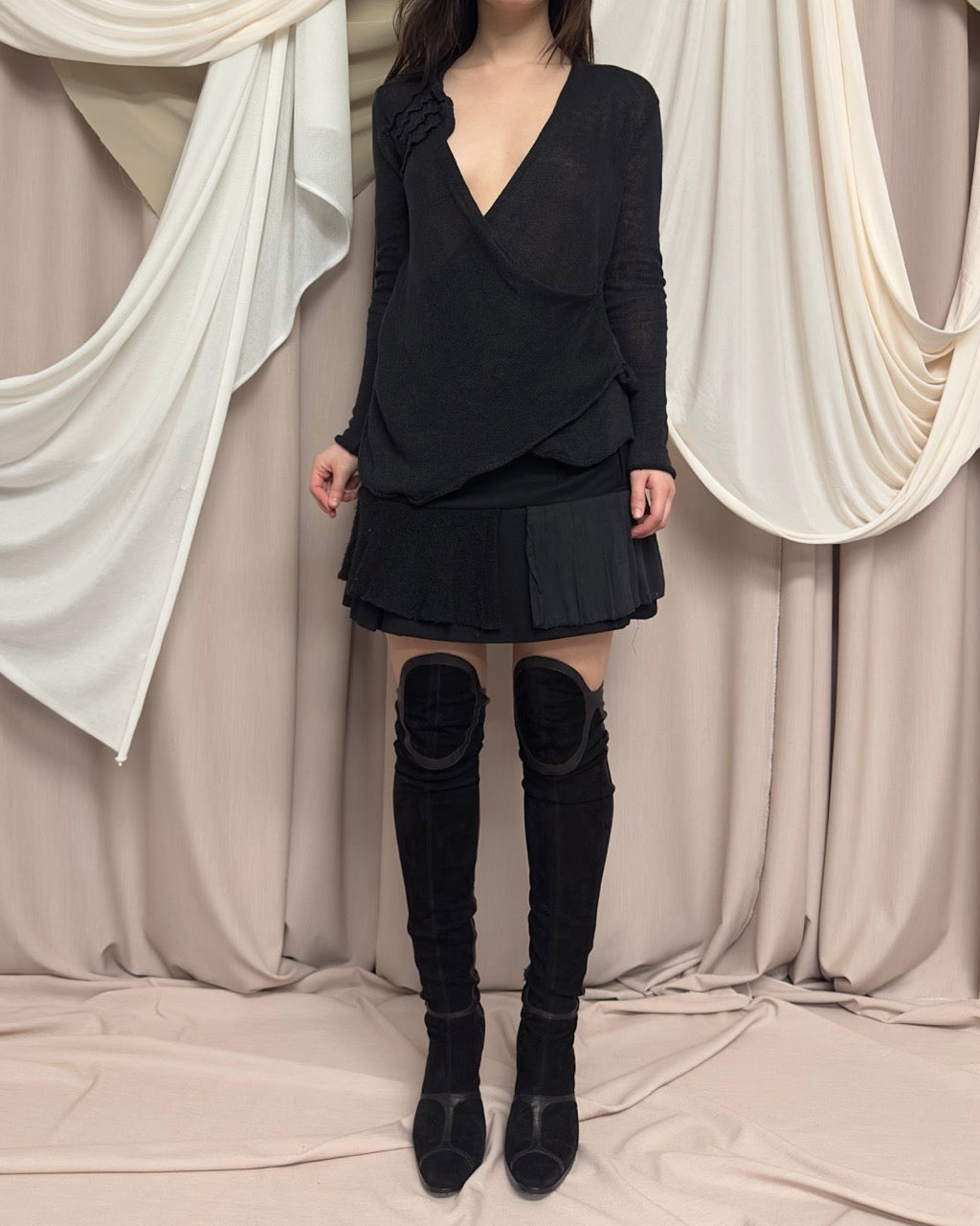LAYERED WOOL MINI SKIRT