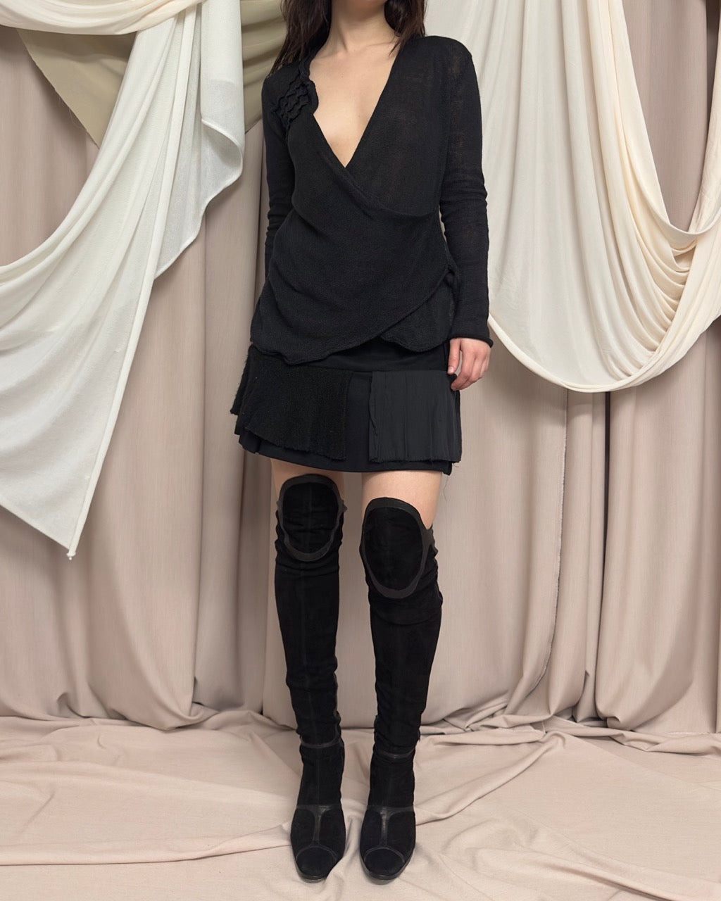 LAYERED WOOL MINI SKIRT